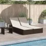 Tumbona doble con cojines ratán sintético marrón de , Tumbonas - Ref: Foro24-368629, Precio: 254,93 €, Descuento: %