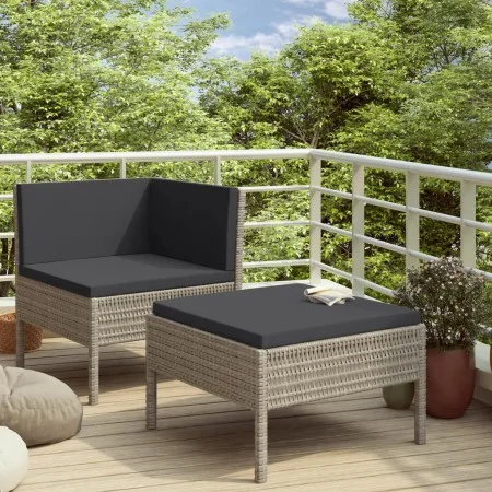 2-piece garden furniture set and gray synthetic rattan cushions by vidaXL, Garden sets - Ref: Foro24-310208, Price: 95,54 €, ...