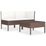 Set muebles de jardín 3 pzas y cojines ratán sintético marrón de vidaXL, Conjuntos de jardín - Ref: Foro24-310185, Precio: 16...