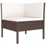 Set muebles de jardín 3 pzas y cojines ratán sintético marrón de vidaXL, Conjuntos de jardín - Ref: Foro24-310185, Precio: 16...