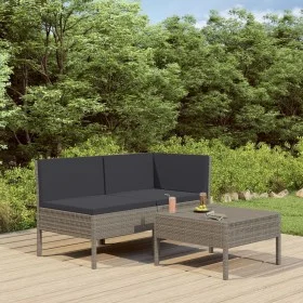 Set de muebles de jardín 3 pzas y cojines ratán sintético gris by vidaXL, Garden sets - Ref: Foro24-310188, Price: 216,46 €, ...