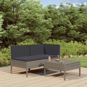 Set de muebles de jardín 3 pzas y cojines ratán sintético gris by vidaXL, Garden sets - Ref: Foro24-310188, Price: 219,75 €, ...