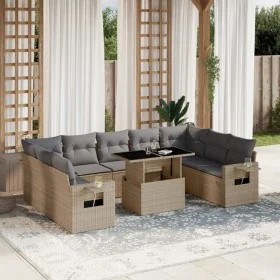Garden sofa set with beige cushions, 10 pieces, synthetic rattan by , Garden sets - Ref: Foro24-3268109, Price: 654,86 €, Dis...