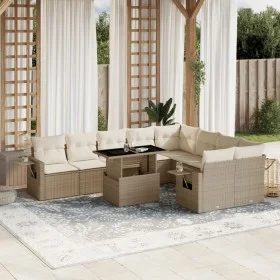 Garden sofa set with beige cushions, 10 pieces, synthetic rattan by , Garden sets - Ref: Foro24-3268128, Price: 722,49 €, Dis...