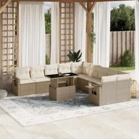 Gartensofa-Set 11-teilig mit beigen Polstern aus synthetischem Rattan von , Gartensets - Ref: Foro24-3268168, Preis: 770,64 €...