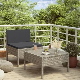 2-piece garden furniture set and gray synthetic rattan cushions by vidaXL, Garden sets - Ref: Foro24-310200, Price: 97,73 €, ...