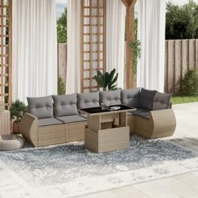 Set of 7-piece garden sofas and beige synthetic rattan cushions by , Garden sets - Ref: Foro24-3268549, Price: 518,96 €, Disc...