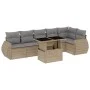 Set of 7-piece garden sofas and beige synthetic rattan cushions by , Garden sets - Ref: Foro24-3268549, Price: 518,96 €, Disc...