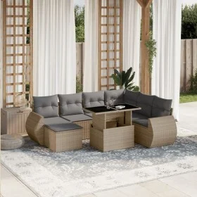 Garden sofa set with 8 pieces of synthetic beige rattan and cushions. by , Garden sets - Ref: Foro24-3268699, Price: 563,22 €...