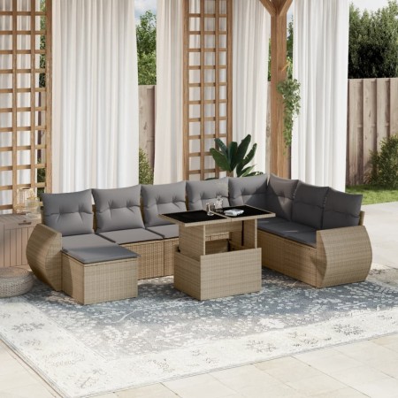 9-piece garden sofa set with beige synthetic rattan cushions by , Garden sets - Ref: Foro24-3268729, Price: 565,71 €, Discoun...