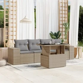 Gartensofa-Set mit 5-teiligen Kissen aus synthetischem Rattan in Beige. von , Gartensets - Ref: Foro24-3268989, Preis: 370,39...