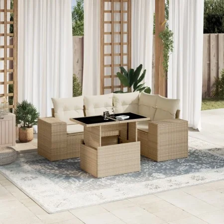 Gartensofa-Set mit 5-teiligen Kissen aus synthetischem Rattan in Beige. von , Gartensets - Ref: Foro24-3269138, Preis: 436,45...