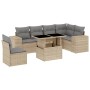 Gartensofagarnitur 7-teilig mit Kissen aus synthetischem Rattan in Beige. von , Gartensets - Ref: Foro24-3269199, Preis: 497,...