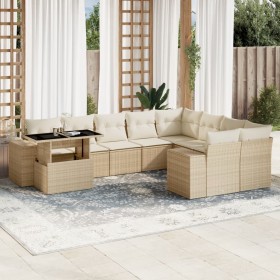 Garden sofa set with beige cushions, 10 pieces, synthetic rattan by , Garden sets - Ref: Foro24-3269398, Price: 703,87 €, Dis...