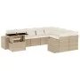 Garden sofa set with beige cushions, 10 pieces, synthetic rattan by , Garden sets - Ref: Foro24-3269398, Price: 732,44 €, Dis...