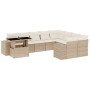 Gartensofa-Set mit 10-teiligen beigen Kissen aus synthetischem Rattan. von , Gartensets - Ref: Foro24-3269398, Preis: 702,73 ...