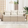Conjunto de sofá de jardín 3 pcs Beige 196 x 62 x 85cm