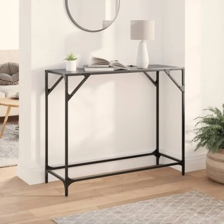 Console table with black glass surface and steel frame 98x35x81 cm by , console tables - Ref: Foro24-846021, Price: 43,46 €, ...