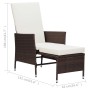Sillón reclinable de jardín con cojines ratán sintético marrón de vidaXL, Sillas de jardín - Ref: Foro24-310229, Precio: 137,...