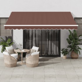 Manuell ausfahrbares Markisentuch mit LED-Lichtern in Braun, 400x300 cm. von , Markisen - Ref: Foro24-3215379, Preis: 346,83 ...