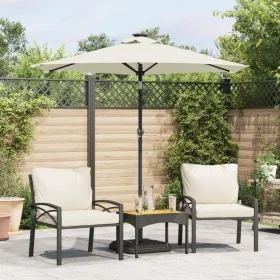Garden umbrella with LED lights, white steel post, 225x225x212cm. by , Umbrellas - Ref: Foro24-4005066, Price: 75,37 €, Disco...