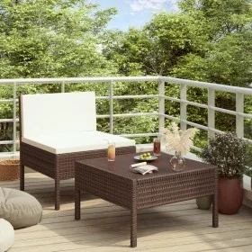 Set de muebles de jardín 2 piezas con cojines ratán PE marrón by vidaXL, Garden sets - Ref: Foro24-310197, Price: 91,50 €, Di...