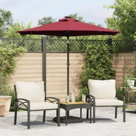 Sombrilla jardín con luz LED poste acero burdeos 225x225x212 cm de , Sombrillas - Ref: Foro24-4005070, Precio: 81,86 €, Descu...