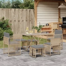 7-piece garden dining set with beige synthetic rattan cushions. by , Garden sets - Ref: Foro24-369012, Price: 345,13 €, Disco...
