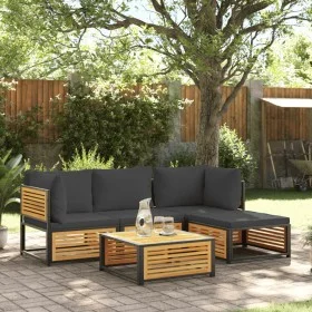 Garden sofa set with 5 pieces, solid acacia wood, and cushions. by , Garden sets - Ref: Foro24-3214879, Price: 600,93 €, Disc...