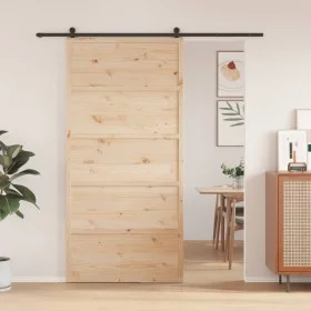 Solid pine wood barn door 100x208 cm by , Doors - Ref: Foro24-850629, Price: 113,97 €, Discount: %