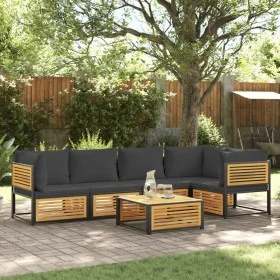 Garden sofa set with 6 pieces, solid acacia wood, and cushions. by , Garden sets - Ref: Foro24-3214885, Price: 769,89 €, Disc...