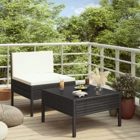 2-piece garden furniture set and black synthetic rattan cushions by vidaXL, Garden sets - Ref: Foro24-310198, Price: 127,24 €...