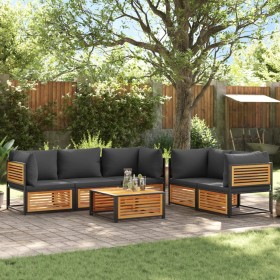 Garden sofa set with 6 pieces, solid acacia wood, and cushions. by , Garden sets - Ref: Foro24-3214891, Price: 813,77 €, Disc...