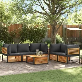Garden sofa set with 6 pieces, solid acacia wood, and cushions. by , Garden sets - Ref: Foro24-3214891, Price: 798,78 €, Disc...