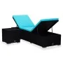 Blue synthetic rattan sun lounger with cushion and table by vidaXL, Loungers - Ref: Foro24-310227, Price: 156,44 €, Discount: %