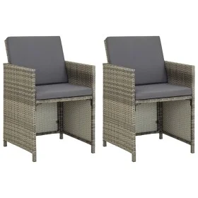 Gartenstühle, 2 Stück, mit grauen Polstern aus synthetischem Rattan. von vidaXL, Gartenstühle - Ref: Foro24-311907, Preis: 13...