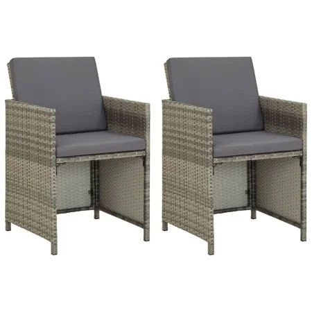 Gartenstühle, 2 Stück, mit grauen Polstern aus synthetischem Rattan. von vidaXL, Gartenstühle - Ref: Foro24-311907, Preis: 13...