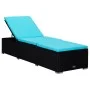 Blue synthetic rattan sun lounger with cushion and table by vidaXL, Loungers - Ref: Foro24-310227, Price: 156,44 €, Discount: %