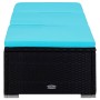 Blue synthetic rattan sun lounger with cushion and table by vidaXL, Loungers - Ref: Foro24-310227, Price: 159,67 €, Discount: %
