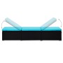 Blue synthetic rattan sun lounger with cushion and table by vidaXL, Loungers - Ref: Foro24-310227, Price: 159,67 €, Discount: %