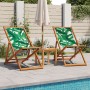 Folding beach chairs, set of 2, with solid wood frame and leaf print fabric. by , Garden chairs - Ref: Foro24-3214500, Price:...