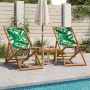 Folding beach chairs, set of 2, with solid wood frame and leaf print fabric. by , Garden chairs - Ref: Foro24-3214500, Price:...