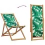 Folding beach chairs, set of 2, with solid wood frame and leaf print fabric. by , Garden chairs - Ref: Foro24-3214500, Price:...
