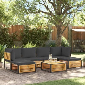 Garden sofa set with 7 pieces, solid acacia wood, and cushions. by , Garden sets - Ref: Foro24-3214898, Price: 837,73 €, Disc...