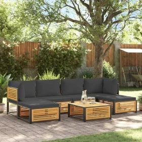 Garden sofa set with 7 pieces, solid acacia wood, and cushions. by , Garden sets - Ref: Foro24-3214898, Price: 822,82 €, Disc...