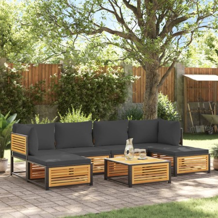 Garden sofa set with 7 pieces, solid acacia wood, and cushions. by , Garden sets - Ref: Foro24-3214898, Price: 837,73 €, Disc...