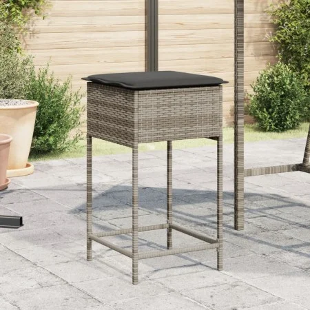 Kitchen stools with 2 gray synthetic rattan cushions by , Garden chairs - Ref: Foro24-368319, Price: 109,26 €, Discount: %