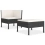 Set muebles de jardín 2 piezas y cojines ratán sintético negro de vidaXL, Conjuntos de jardín - Ref: Foro24-310206, Precio: 1...