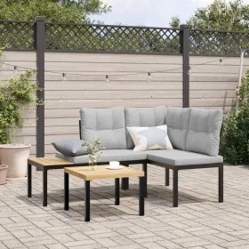 Garden benches and 2-piece cushions, steel with black powder coating. by , garden benches - Ref: Foro24-4008565, Price: 193,7...