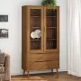 Solid pine wood display cabinet MOLDE in brown, 90x35x175 cm by , Bookcases and shelves - Ref: Foro24-4013413, Price: 301,04 ...